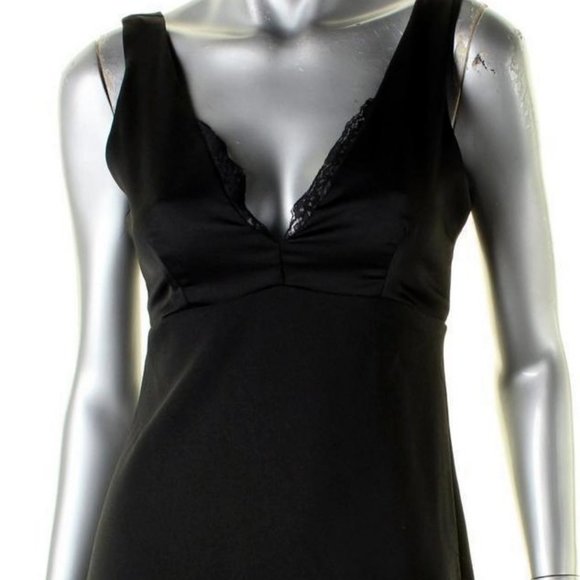 Aqua Black Ruffle Silky Party Dress - Picture 4 of 4